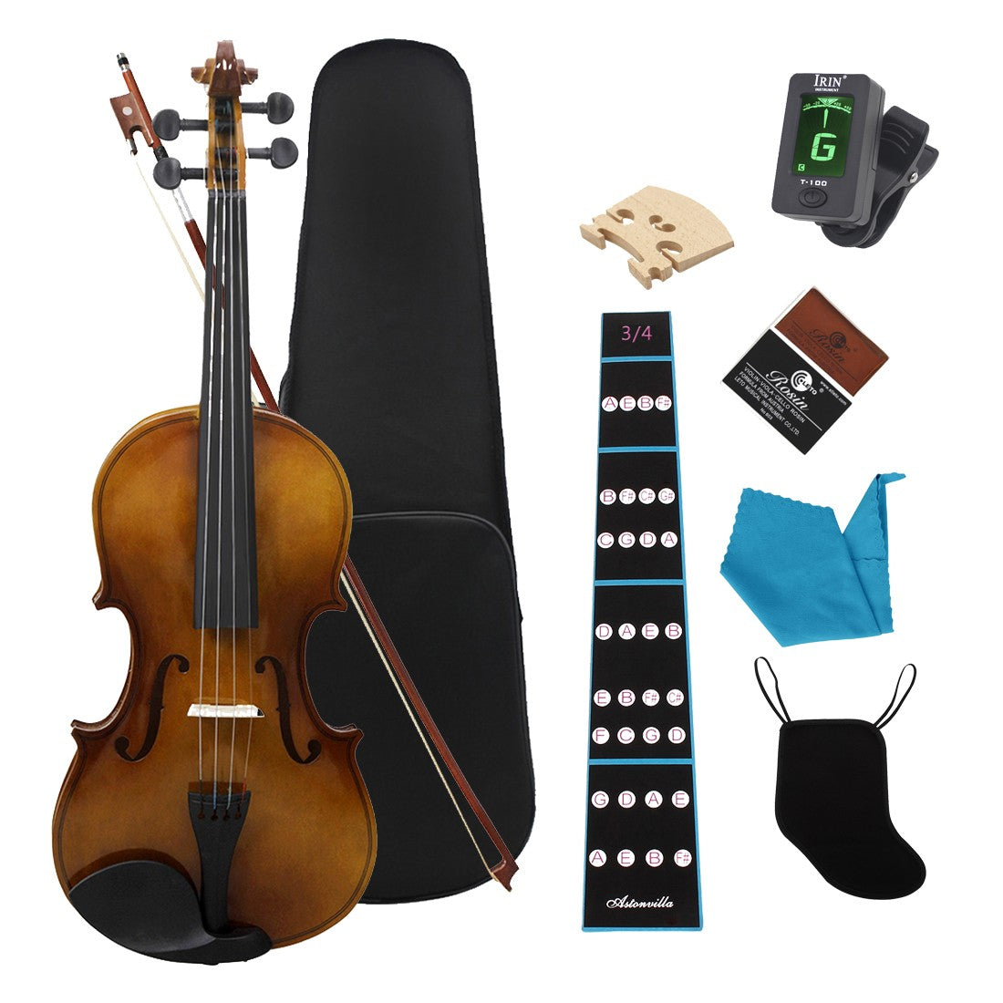 4/4 3/4 1/4 violino acústico de madeira maciça cor natural brilhante violino b