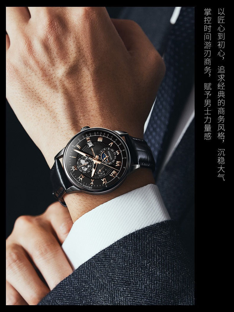 2025 relógio masculino cronógrafo fase da lua padrão luminoso topo de luxo es