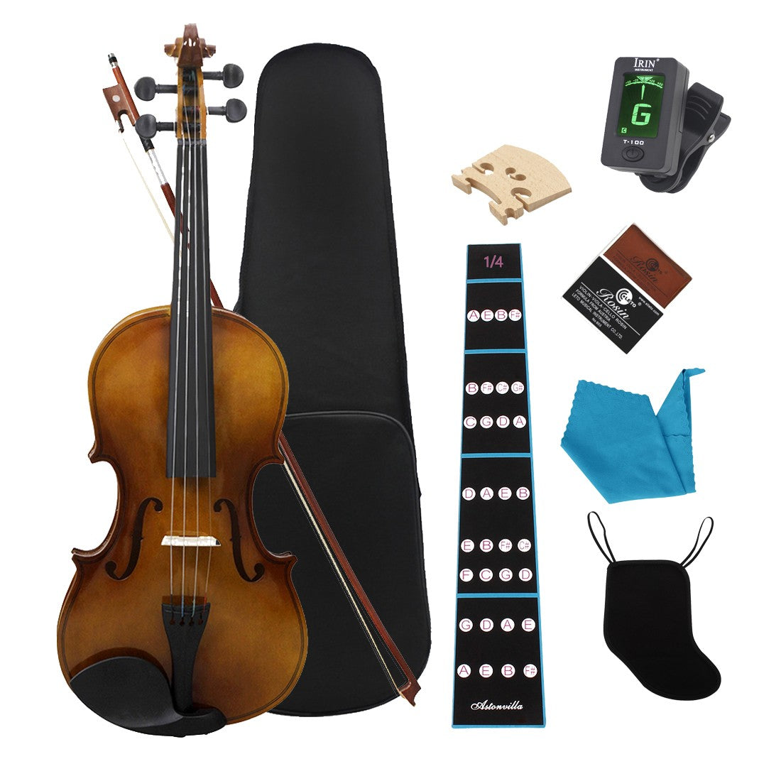 4/4 3/4 1/4 violino acústico de madeira maciça cor natural brilhante violino b