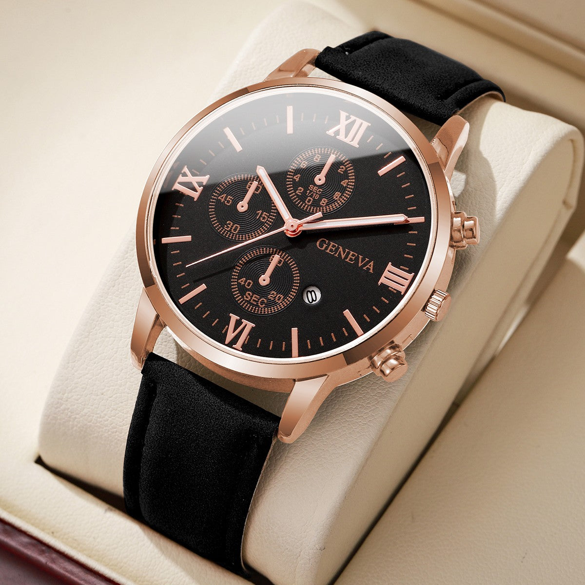 1/2 relógios de negócios masculino moda roma dial relógio de quartzo pulseira