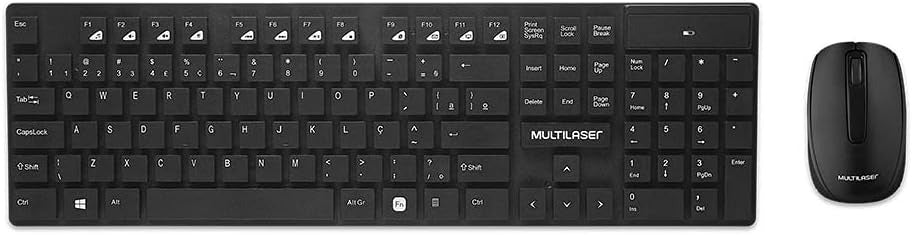 KIT TECLADO E MOUSE SEM FIO MULTILASER TECLAS FLUTUANTES PRETO TC251