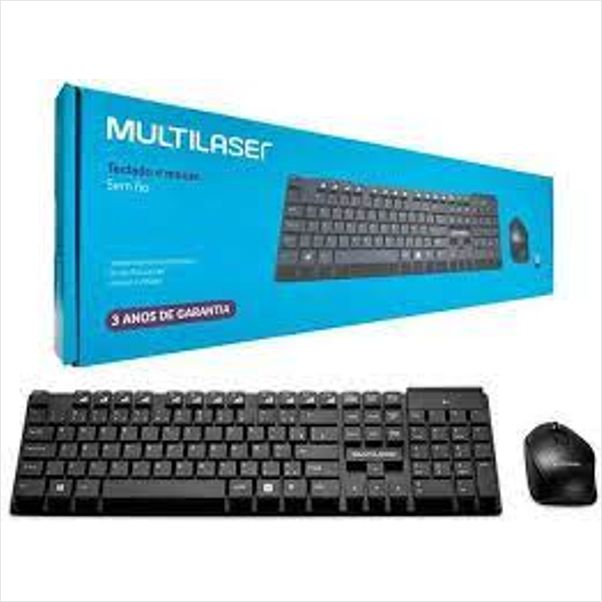 KIT TECLADO E MOUSE SEM FIO MULTILASER TECLAS FLUTUANTES PRETO TC251